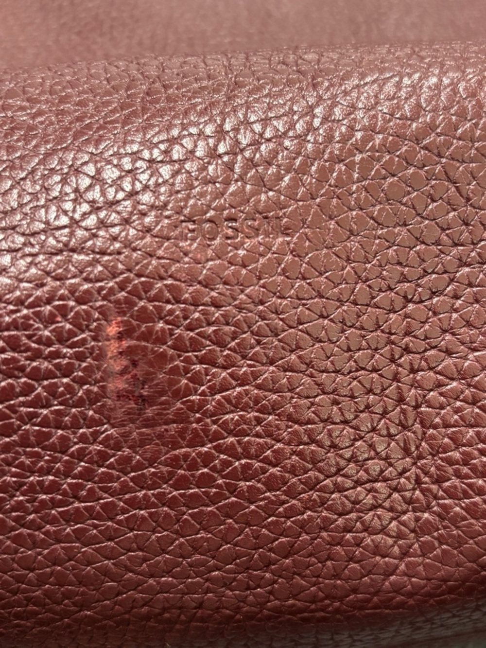 Fossil Kinley Leather and Suede Shopper Tote in Claret Red with gold hardware - Picture 9 of 14
